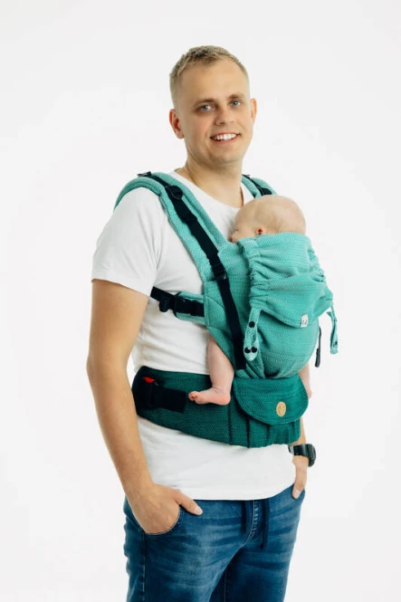Nosidełko LennyUpGrade PRO, splot jodełkowy, 100% bawełna , rozmiar standard - MAŁA JODEŁKA OMBRE ZIELEŃ 3.jpg