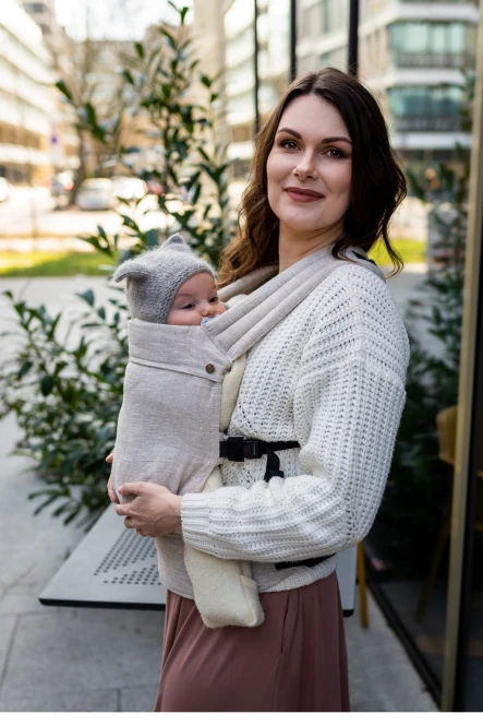 QUSY LINEN BEIGE  lniane nosidełko regulowane