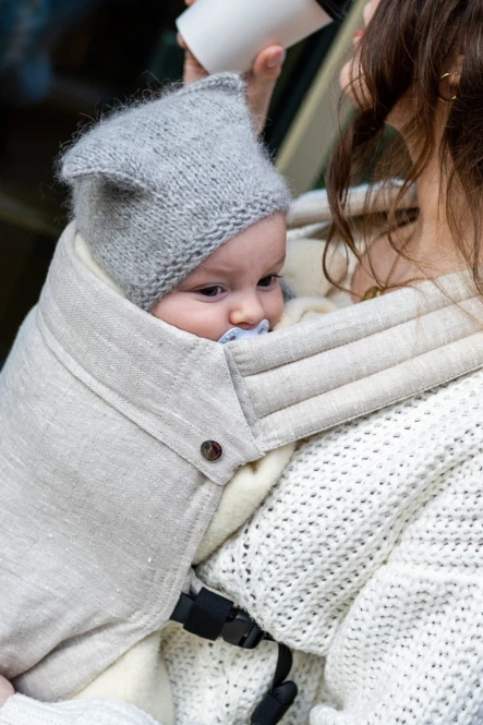 QUSY LINEN BEIGE  lniane nosidełko regulowane