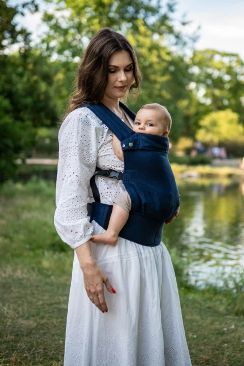 QUSY LINEN NAVY  lniane nosidełko regulowane