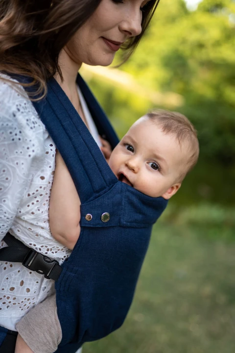 QUSY LINEN NAVY  lniane nosidełko regulowane