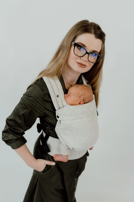QUSY MINI LINEN BEIGE  nosidełko regulowane z lnem 0-24 m
